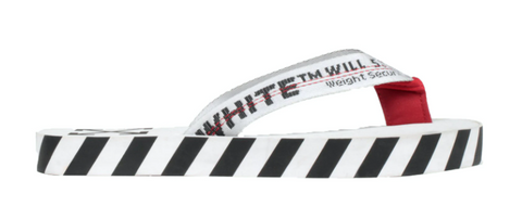 Off-White Diagonal Stripes Flip Flops White